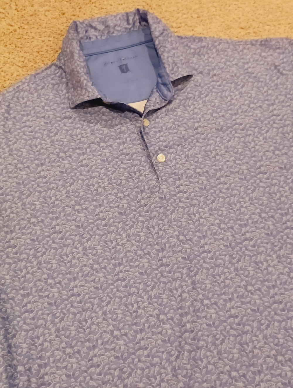 Hickey Freeman Light Blue Fish Patterned Polo Size L
